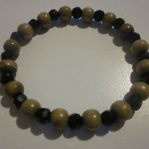 Wood & Black Stretch Bracelet